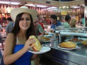 Student in market in Madrid