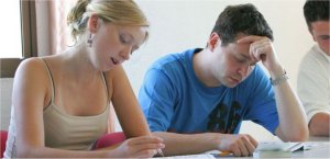 Spanish language students in class