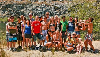 Spanish language student kyaking group