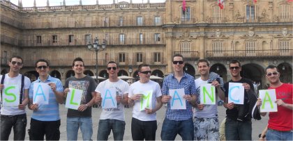 The boys in Salamanca's Plaza Mayor The boys in Salamanca's Plaza Mayor