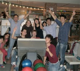 German students bowling in Munich German students bowling in Munich