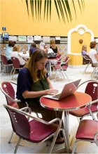 Student using Wifi in the School in Seville Student using Wifi in the School in Seville
