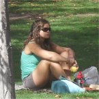 Spanish student having lunch in Retiro Park Spanish student having lunch in Retiro Park