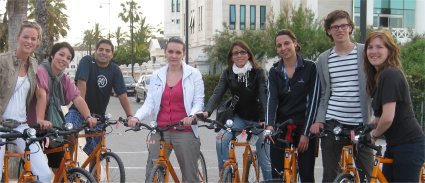 Spanish language students on bikes in Valencia