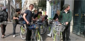 French students bike riding in Montpellier French students bike riding in Montpellier