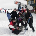 Skiing with Spanish students in Santiago
