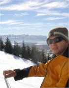 Skiing in the mountains