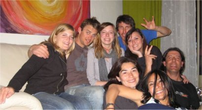 A Spanish language class relaxing together