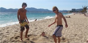 French students socialising at the beach