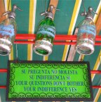 Market stall notice in Buenos Aires