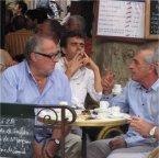 French locals relaxing at a cafe in Hyeres